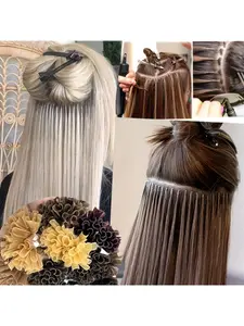 50 Strands of Blonde, & Hair Hot Fusion U-Tip Extensions, Straight, Natural Look, Soft Texture, Real Remy Human Hair