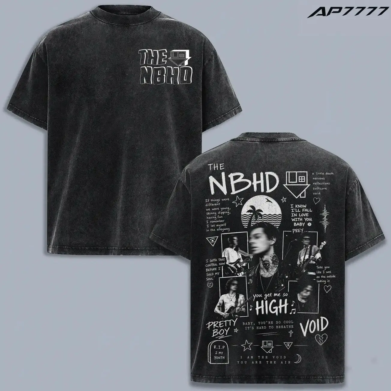 The Neighbourhood “The NBHD” Vintage Washed Band T-Shirt, Dark Indie Rock Graphic Tee, Soft Grunge Aesthetic Shirt, Oversized Unisex Streetwear Concert Merch, Alternative Y2K Music Fan Apparel Tee 699