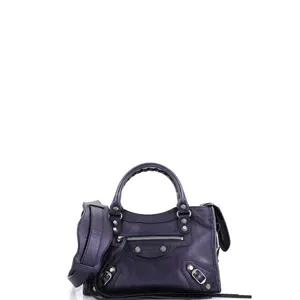 Pre-owned Balenciaga Leather Top Handle Bags City Classic Studs Bag Mini by Rebag