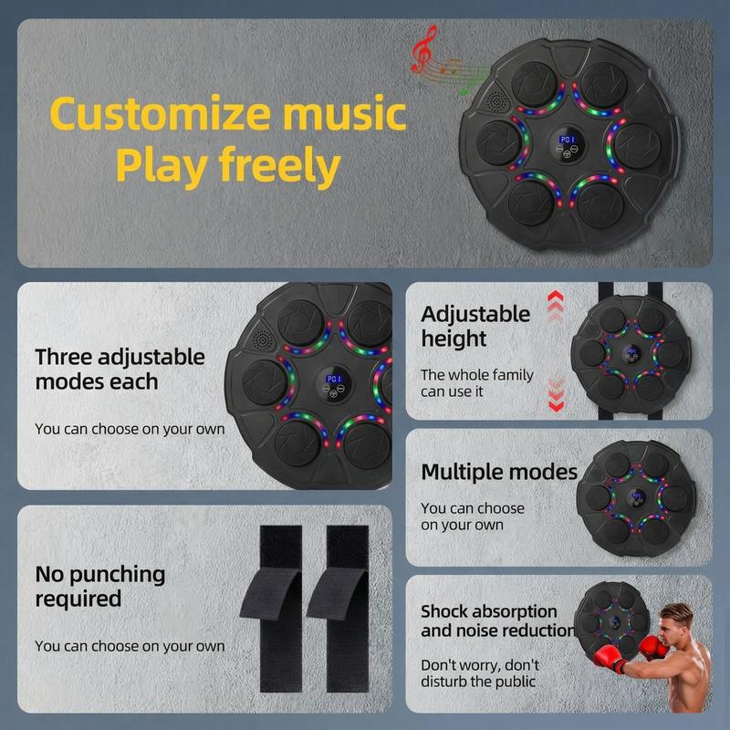 [ Valentine's Day gift ] Music Boxing Machine with Gloves Wall-Mounted Punching Trainer for Teens & Adults Smart Bluetooth Interactive Musical Boxing Trainer Ideal for Home Gym or Garage Use