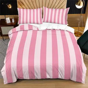 Striped Printed Decorative Duvet Cover Set,Suitable for Women and Girls' Bedroom Bedding Set,Including 1 Duvet Cover and 1 or 2 Pillowcases (Excluding Quilt and Pillow Inserts)