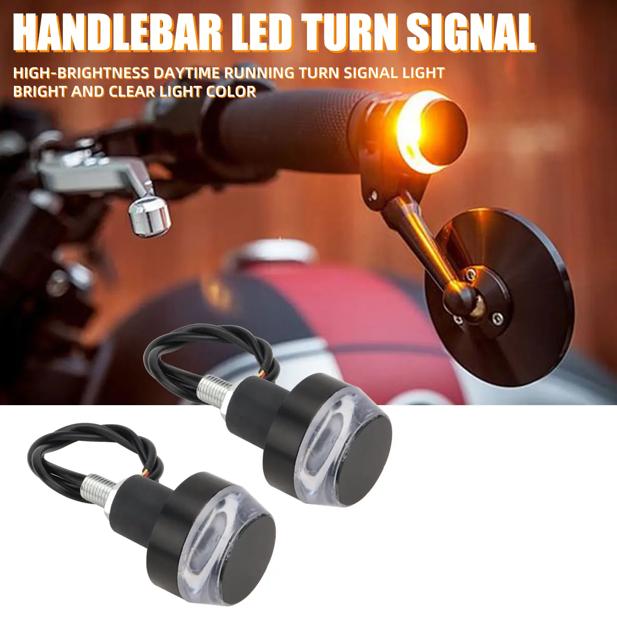 2026 2pcs Motorcycle LED Handle Light Bar End Indicator for Car Turn Signal LED Light Universal Handle Bar Grip Plug Side Marker Lamp 2026 For your cars New for your car décor