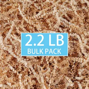 2.2 LB Kraft Shredded Paper for Gift Baskets, Effective Crinkle Paper and Basket Filler, Ideal for Gift Box Stuffing and Decoration, Birthdays, Weddings, Anniversaries, and All Occasions