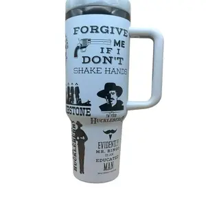Exclusive White & Black Plate Tombstone Tumbler 40oz with Unique Design and Quotes for Daily Use Bottle Drinkware Water Bottles Cup Mug Bottled Portable Washable Reusable - High Quality