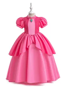 Hot Pink Cartoon Cosplay Costume For Parties Fancy Carnival Kids Clothes Elegant Princess Girls Long Ball Gown Children Party Cocktail Dress for all Season 2 to 10 Years