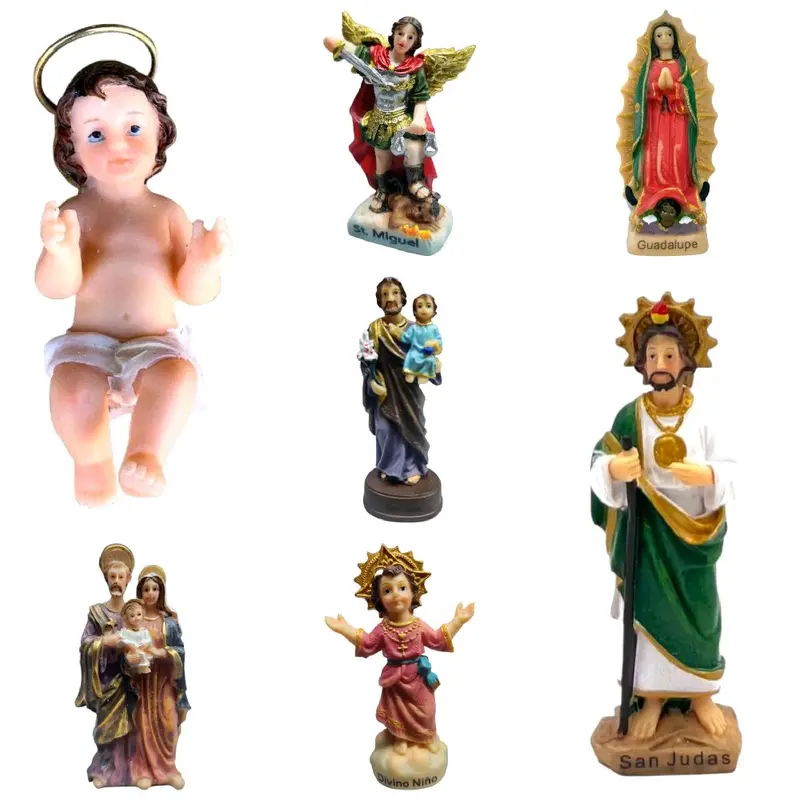 San Judas 3" Inches Tall, Virgen de Guadalupe, San Miguel Arcangel, or Nino Dios Small Statue For Car dashboard Classic Patrono Religious Decor Saint Jude Saint Michael Archangel, Divino Nino, Sagrada Familia, San Jose San Antonio de Padua