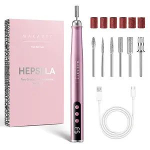 Makartt Pen-Shaped Rechargeable Nail Drill for Beginners: 25,000 RPM Cordless Electric Nail File with 5-Speed LED Display, Lightweight Quiet E File Kit for Gel Polish Removal, Home Travel Use