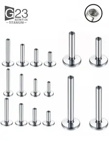 10pcs G23 Titanium Labret 16g 18g 5/10mm Rod, Internal Thread Plug, Septum Ear Lips Nose Piercing, Tragus Body Jewelry Accessories