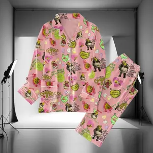 Valentine Shrrekk Pajamas Set for Women, Funny Cartoon Movie Holiday Sleepwear Loungewear Outfit, Cute Cozy Pajamas Gift | 080126.C03580.ID02