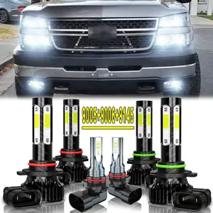 For Chevy Silverado 1500 2500 HD 2003-2005 2006 LED Headlights+Fog Light Bulbs