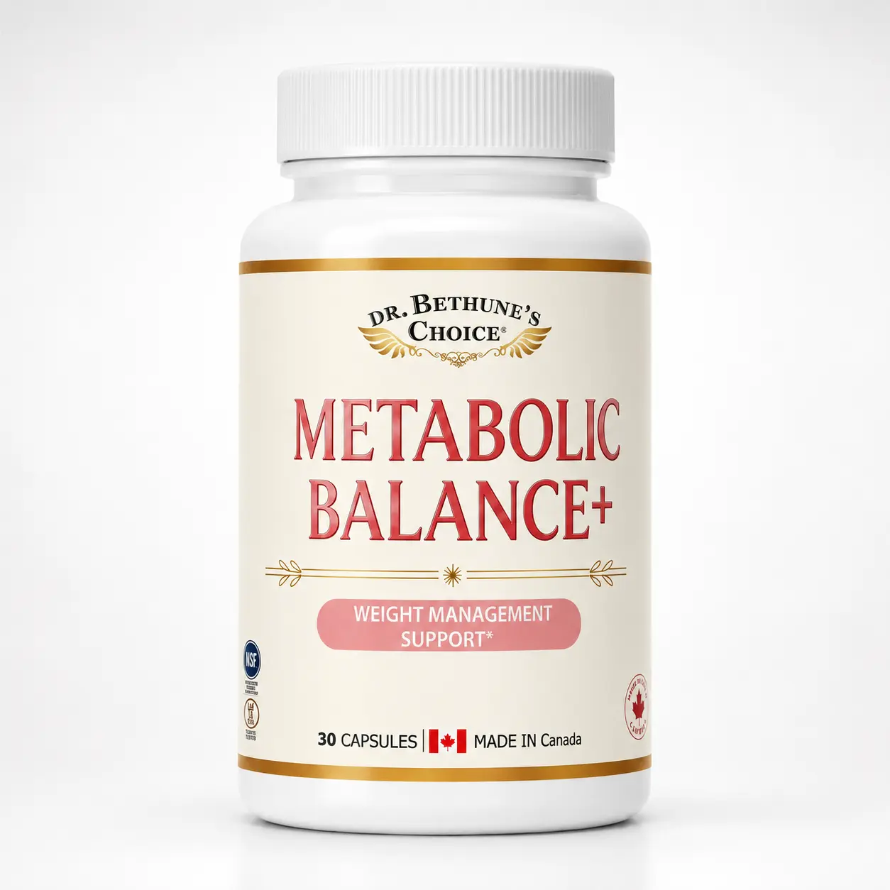 Dr. Bethune’s Choice Metabolic Balance+ Weight Management Support, 9-Ingredient Botanical Formula, Made in Canada, 30 Capsules