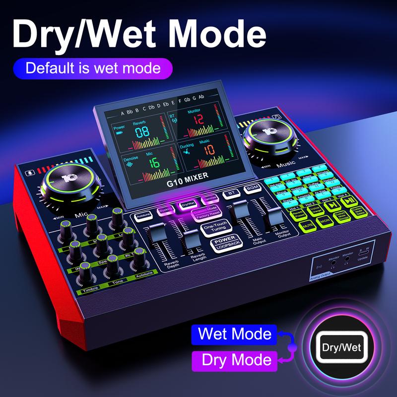 Tenlamp G10-PK Pro (Cantilever) Mixer Sound Card Kit, Custom Sound Effects, with Condenser Microphone, for Live Streaming, Gaming, Singing Podcast Equipment, 2-Level Noise Reduction, Computer Audio Mixer