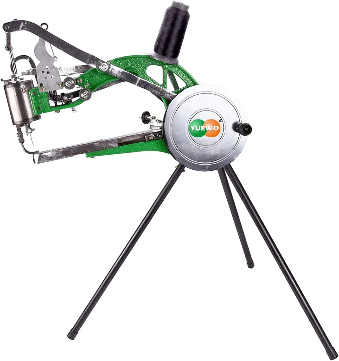 YUEWO Leather Handheld Sewing Machine, Small Heavy-Duty Cobbler Machine, Dual Cotton-Nylon Line, Green for Manual Shoe Repair