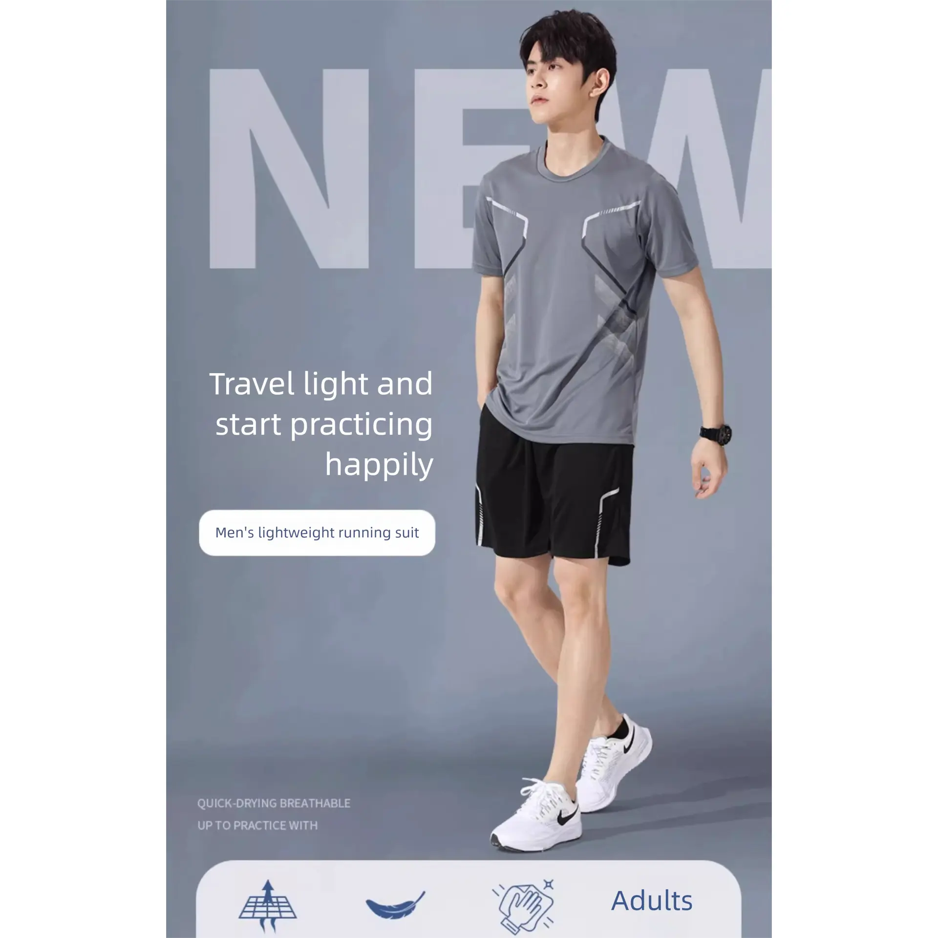 Sports short-sleeve quick-dry shirt, summer quick-dry badminton suit for men, outdoor running jersey, fitness wear for women