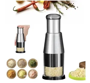 Manual Press Chopper Stainless Steel Garlic Press Mini Vegetable Cutter Dishwasher Safe Multifunctional Kitchen (1 pcs) Fruit Utensils,Mother's Day Gifts Cutting Cutting Cutting