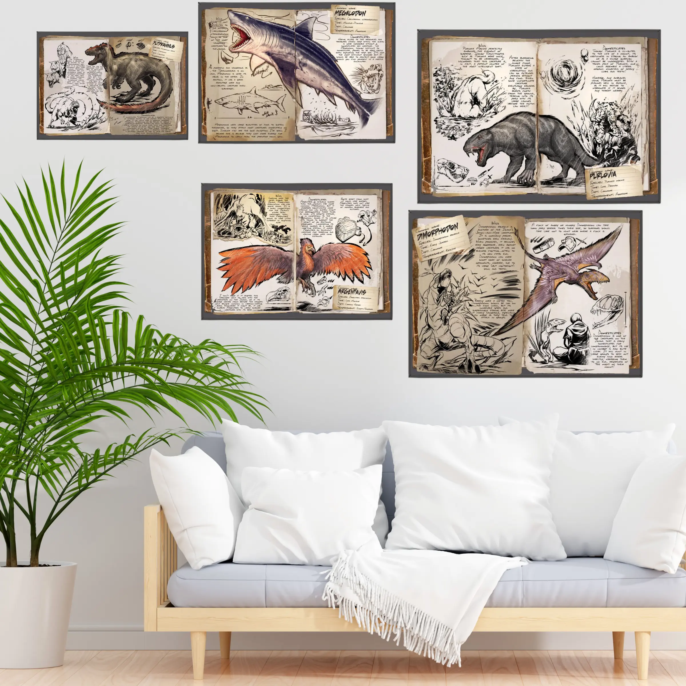 FULL ARK Survival Evolved Dossiers Poster | Dinosaurs Wall Art | Game Print |  Unframed Poster |  Quality Paper Print