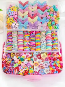 510pcs Cute Cartoon Hair Accessories Combination Set, Dopamine Color Series, Including Hair Rings, Butterflies, Cartoon Clips And Small Claw Clips - Very Suitable For Girls And Women, Christmas And Halloween Decorations, Small Gifts For Women