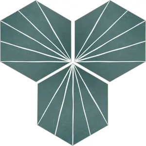 45-Sheet Peel and Stick Backsplash Tile Sticker, 6" x 7" Green Art Deco Hexagon Flower  Self-Adhesive Wall Tile for Kitchen Bathroom Shower Living Room, Covers 10 Sq. Ft.