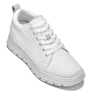 CALTO - X2321 - 2.4 Inches Taller (White/White Sole) - Lace Up Casual Sneaker - Lightweight