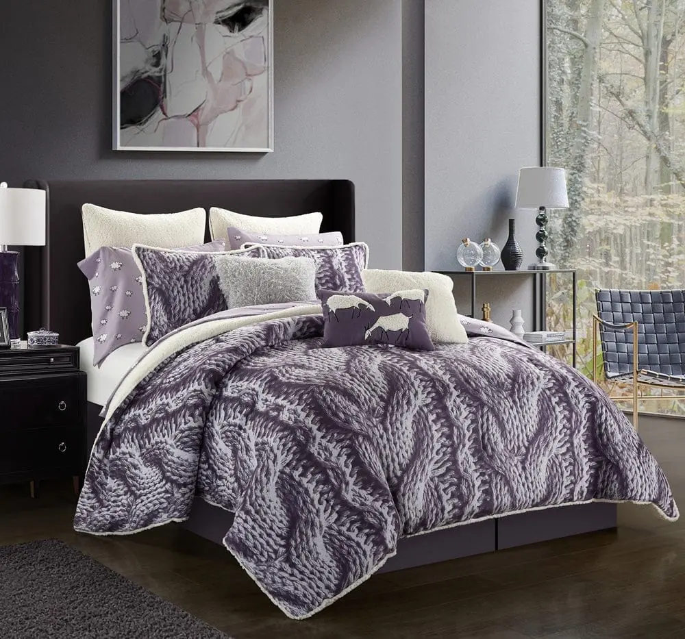 Savoya 5-Piece Comforter Set, Purple