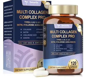 18-in-1 Collagen Pro with Hyaluronic Acid, Keratin, Biotin, VIT A C & E for Skin, Hair, Nails, Joint & Beauty - Multi Collagen Peptides Capsules with Type I II III V & X for Women & Men - 120 Caps