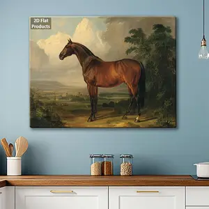 2D Flat, 2D Flat, 2D Flat A 2D Flat Poster Featuring John Leech'S Artwork of a Brown Horse in a Scenic Setting, Ideal for Beautifying Living Rooms, Bedrooms, And Hallways	