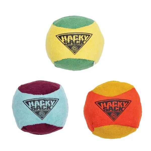 The Original Hacky Sack 3 Pack, Footbag Core 70s, 80’s Toys - Material Bag - Hacky Ball, Foot Bag Kick Sack, Indoor and Outdoor Toys for Kids and Adults - Hacking a Sack, Kids Toys, Ages 8+