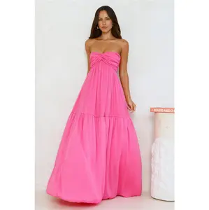 Unforgettable Style Strapless Maxi Dress Pink