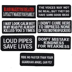 Loud Pipes Voices Look Calm Dint Come 7pcs Bundle Biker MC Patches by Miltacusa