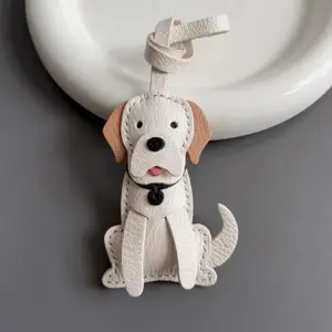 Leather Labrador Retriever Dog Bag Charm Handmade Puppy Keychain with Black Tail & Sitting Charm Durable Pet Accessory for Collars Handbags Backpacks Ideal Gift for Labrador Lovers