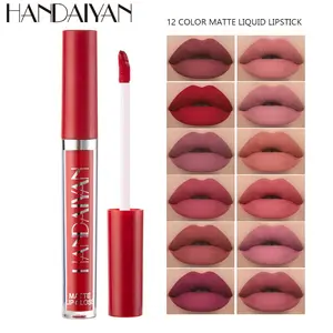 Handaiyan Matte Lipstick Liquid Makeup Long-Lasting Waterproof Non-Stick Cup Lip Gloss, 12 Colors Foggy Finish, Perfect for Daily Use Cosmetic