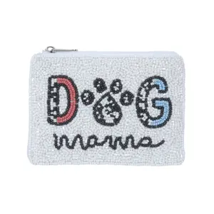 DOG Paw Mom Themed Fully Beaded Coin Purse