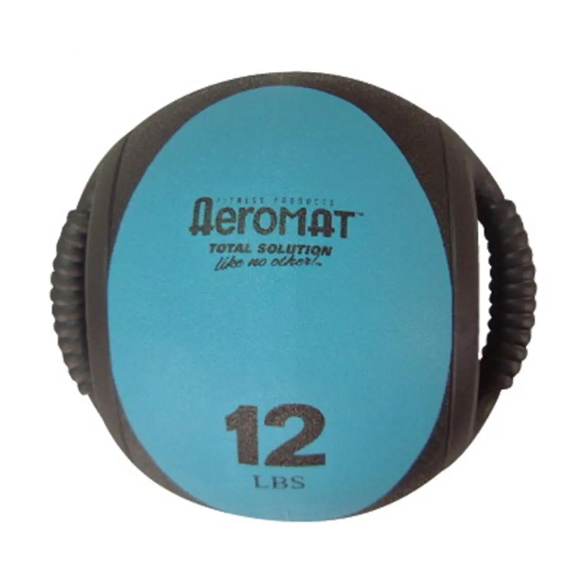 Aeromat 12 LB Unisex Power Medicine Ball - Patented Dual Grips, Rubber Construction, 9-in Fixed Size, Functional Core Training, Rotational Moves, Versatile Traditional Med Ball Alternative, Black/Teal, Fitness, Versatile For Core Training