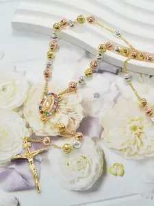 Elegant Saint Jude Cross Design Beaded Necklace, Dainty Cross Necklace, Catholic Prayer Chain, Unisex Religious Jewelry, Durable Accessory, Church Prayers, Christmas Gift