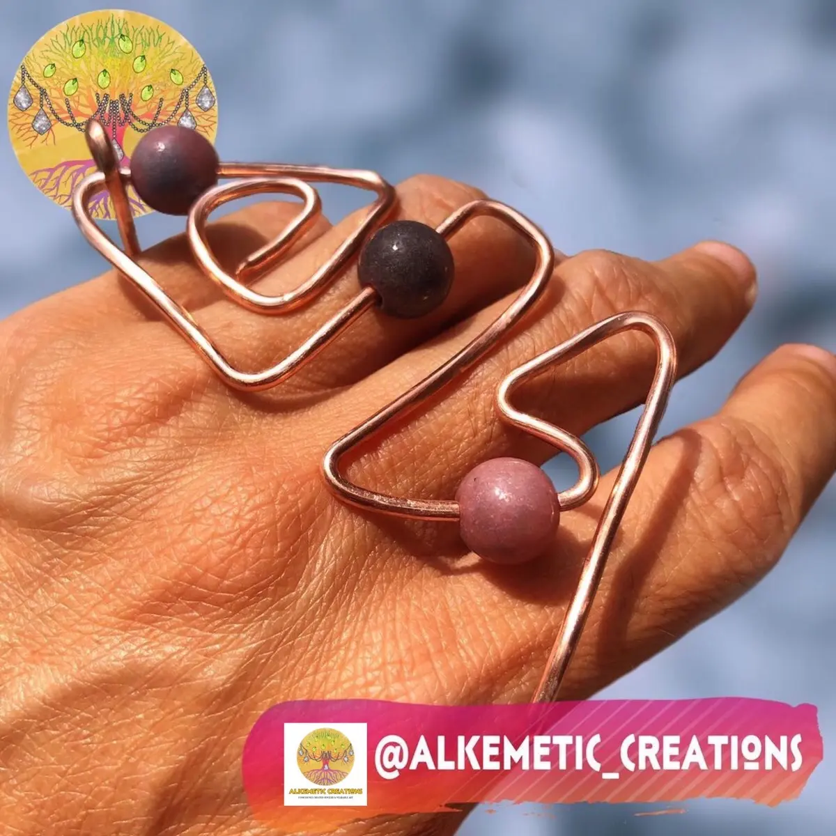 10mm Rhodonite Bead Cuff Ring