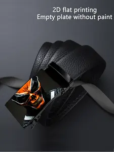 【2D】One piece, artistic design with dreamy waterfall and tropical style patterns, business casual, automatic buckle men's belt, suitable as a gift for Father's Day and Valentine's Day