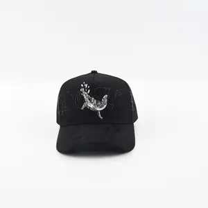 Fallen Angel Black Cap with Unique Design Suede Material Distinctive Style for Special Occasions