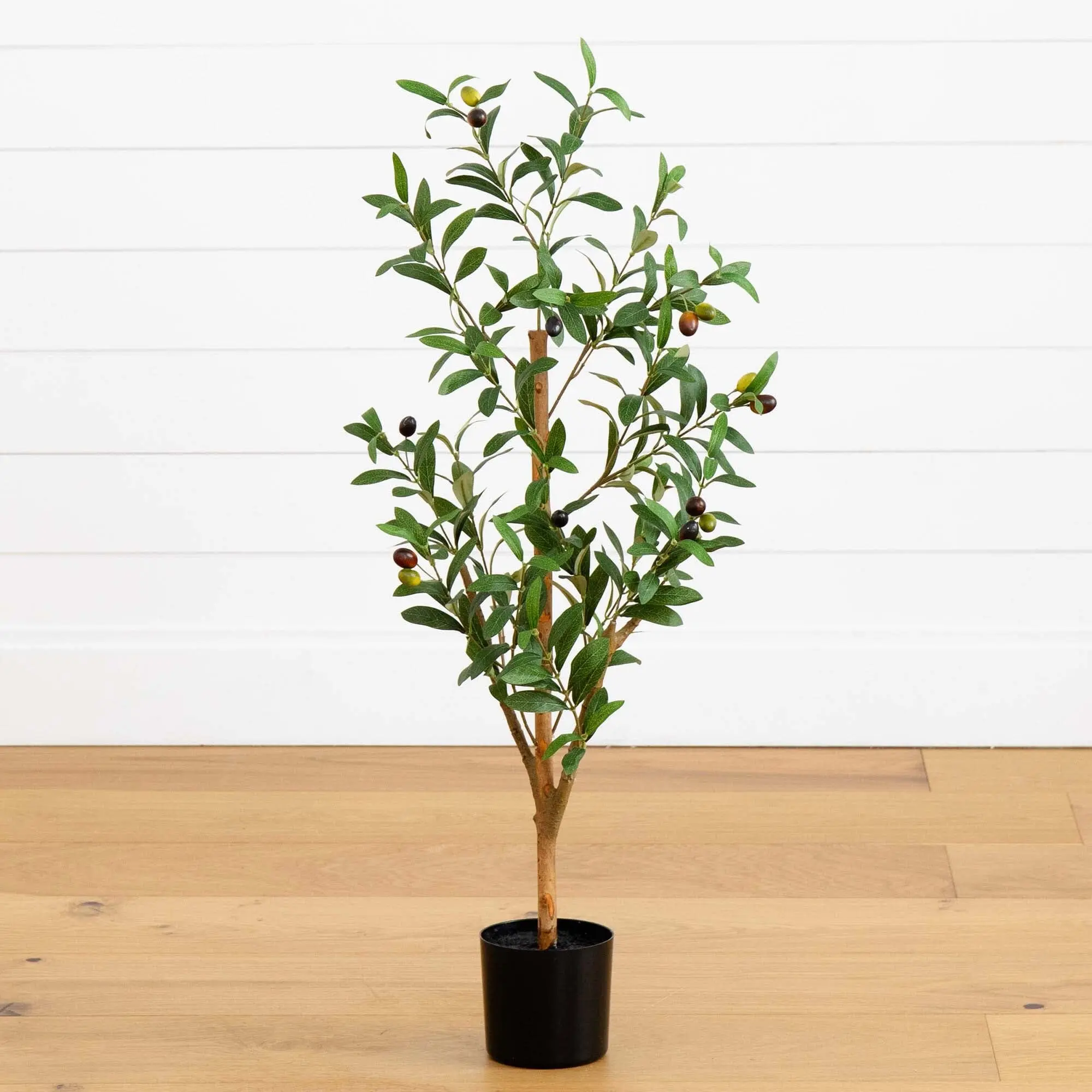 3ft Artificial Olive Tree with Natural Trunk - Decorative Indoor Plant with Fruit Accents for House Decor, Living Room Decorations, Artificial Flower Plant, Floor