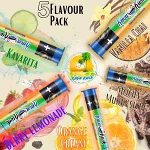 KavaKwik Instant Kava Relaxing Drink Mocktail Mix - Single Serve Sticks Sample Pack (All 5 Flavors)