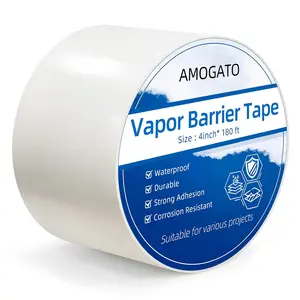 Vapor Barrier Tape - 4 inch x 180' Roll 8 Mil, Heavy Duty Waterproof, Polyethylene Repair Tape, Vapor Barrier Seam Tape for Industrial, Crawl Space, Roofs & Barrier Restoration
