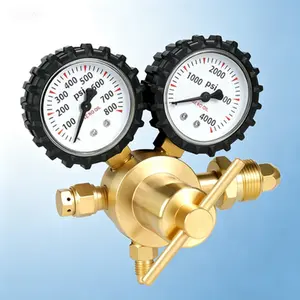 High Pressure Gas Regulator 0-800 PSI, Inlet CGA580, Outlet 1/4'' Male Flare, Argon CO2 Welding Regulator, Single Stage Gas Flow Control, Industrial Grade Regulator