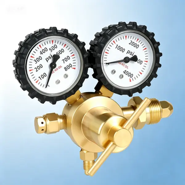 High Pressure Gas Regulator 0-800 PSI, Inlet CGA580, Outlet 1/4'' Male Flare, Argon CO2 Welding Regulator, Single Stage Gas Flow Control, Industrial Grade Regulator