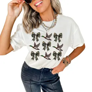 Camo Bow Flying Mallard Duck Printed Tee