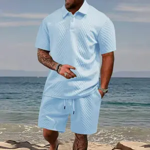 Men’s Solid Polo Shirt & Drawstring Waist Shorts Set, Comfortable and Breathable Two-Piece Outfit for Everyday Outdoor Wear, Men’s Summer Clothing. It is recommended to purchase one size up.