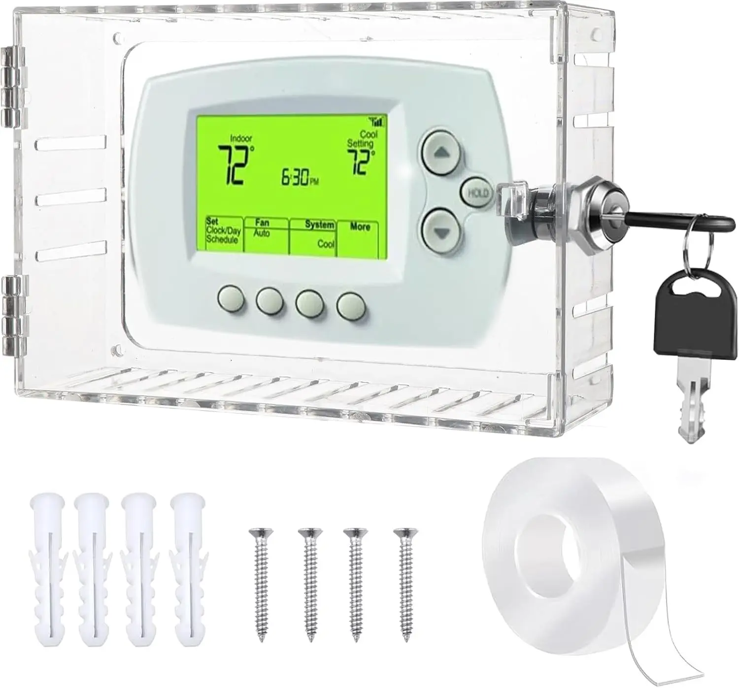 Thermostat Lock Box Universal Thermostat Cover Thermostat Lock Box with Key Large Thermostat Guard Thermostat Cover with Lock Fits Thermostats 6.5''*4.72''*2.2'' Or Smaller