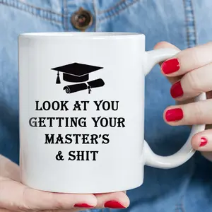 [1pc Graduation Ceramic Coffee Mug] 11 oz Graduation Ceramic Coffee Mug, Insulated, Reusable, Multipurpose, Machine Wash Safe, with Humorous Master'S Cap Design, for Ideal Gift for Graduates