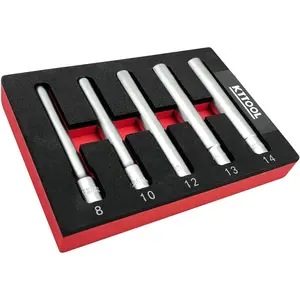 5 count Deep Metric Socket Set, 3/8-Inch Drive Socket, 12PT 8-10-12-13-14MM - Extra Long Deep 120MM