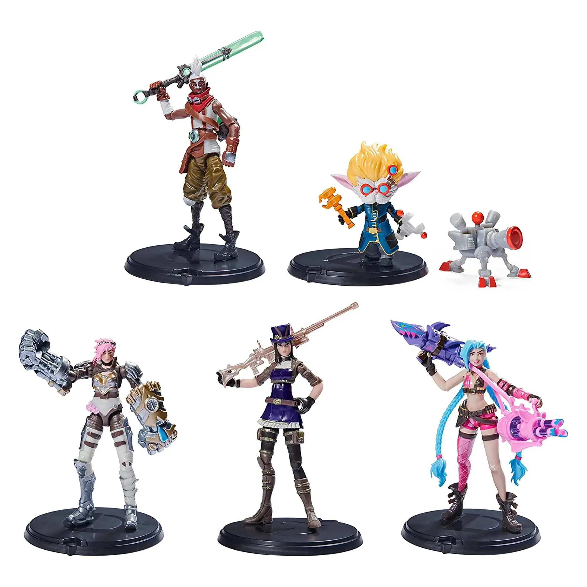 League of Legends Dual Cities Collectible Game Figures, 4-in 5-Pack Super Realistic 3D Figurine Action Figures with Caitlyn for Pretend Play, Super Realistic Action Figures