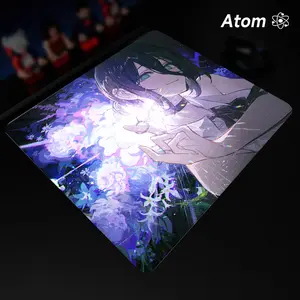 ATOM Mouse Pad  Anime Character Tempered Glass Mouse Pad, Laser Engraved Photovoltaic Glass, Super Slip Surface, Non-slip Honeycomb Base FPS Gaming Mouse Pad
