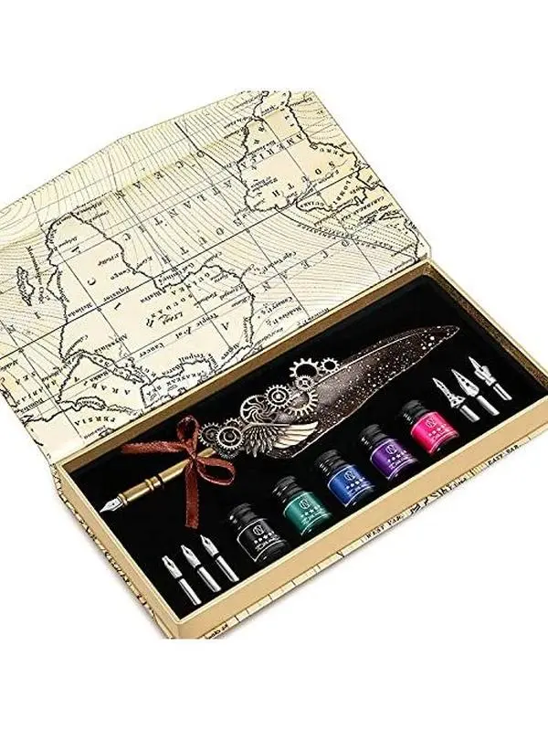Feather Quill Pen Set - Inks, Nibs, Mechanical Quill